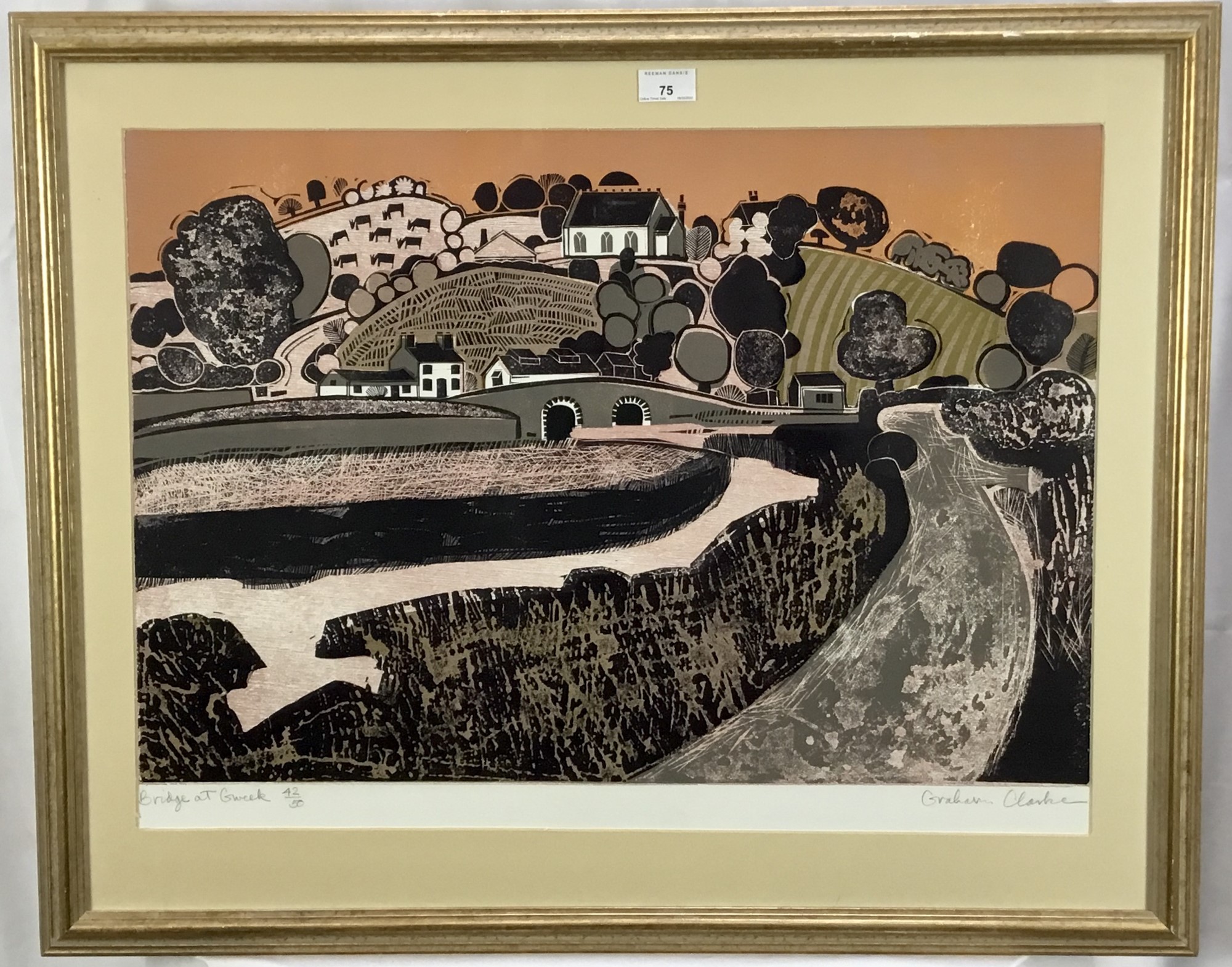 Lot 200 Graham Clarke (b. 1941) linocut print