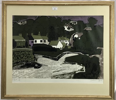 Lot 199 - Graham Clarke (b. 1941) linocut print Helford framed
