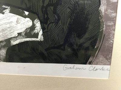 Lot 199 - Graham Clarke (b. 1941) linocut print Helford framed