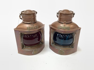 Lot 2598 - Copper Ships Port and Starboard lamps