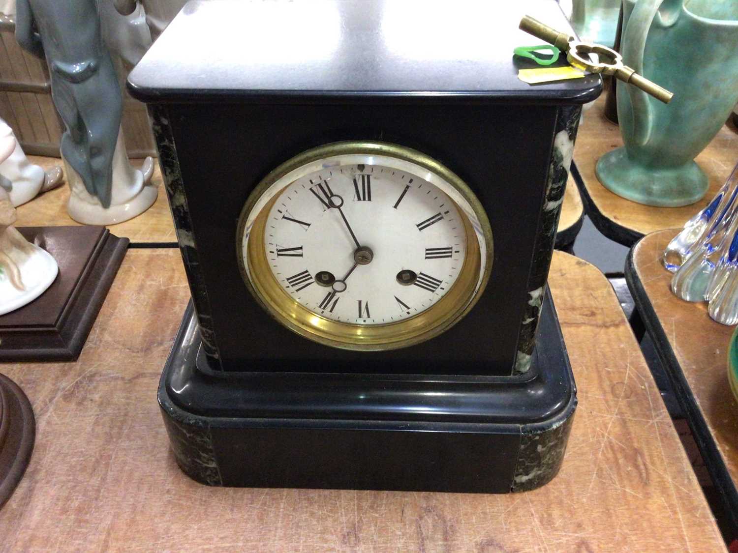 Lot 393 - Black Slate mantel clock