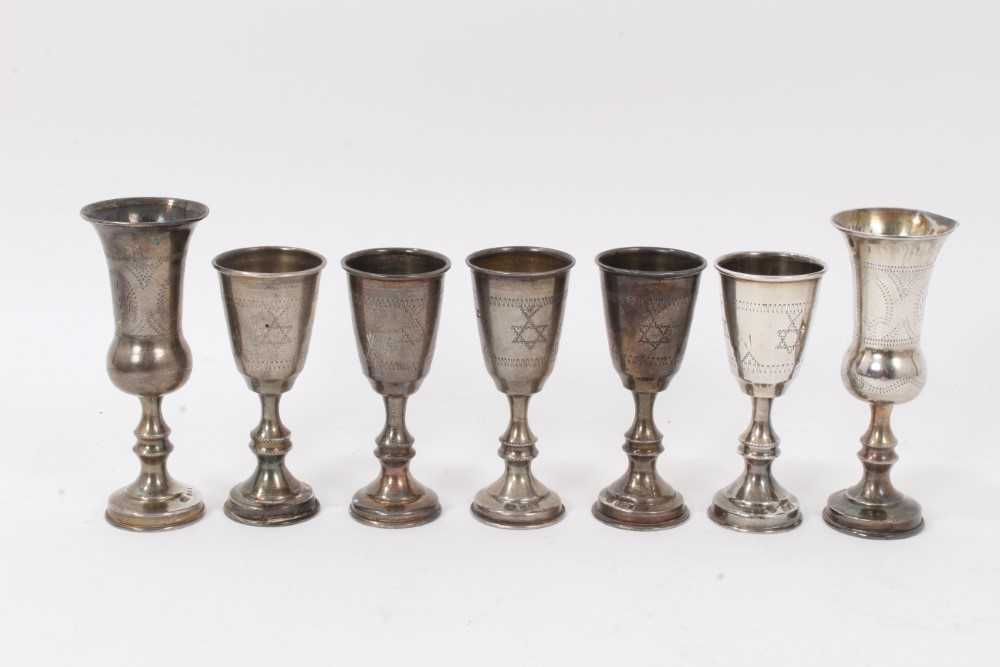 Lot 155 - Seven silver Jewish Kiddush cups