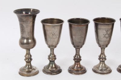 Lot 155 - Seven silver Jewish Kiddush cups