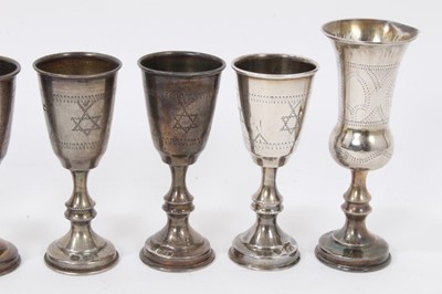 Lot 155 - Seven silver Jewish Kiddush cups