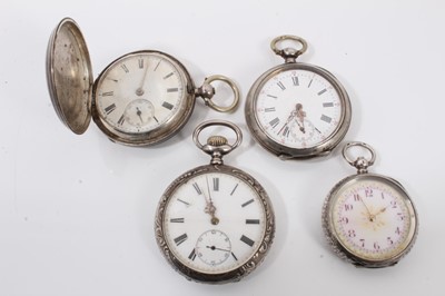 Lot 153 - Four Victorian and later silver cased pocket watches