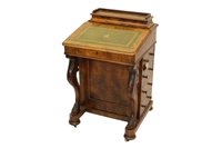 Lot 1494 - Victorian figured walnut Davenport desk with...