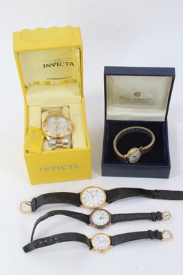 Lot 159 - Ladies Invicta bi-metal wristwatch in box together with four other wristwatches (5)