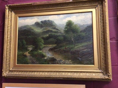 Lot 342 - Charles Leader, 20th century, oil on canvas landscape, in gilt frame, 75cm x 50cm