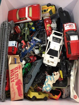 Lot 323 - One box of mixed diecast cars and other toys