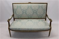 Lot 1499 - Louis XIV-style Carsved giltwood sofa with...