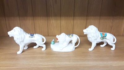 Lot 154 - Selection of Crested China Lions, various manufacturers to include Willow Art, Arcadian, Swan China and Grafton
