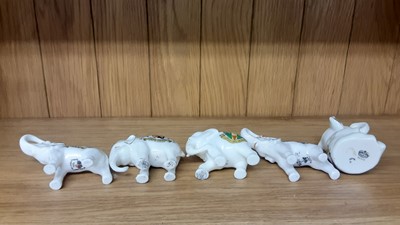 Lot 156 - Selection of Crested China Elephants, various manufacturers to include Shelley, Willow Art and Grafton
