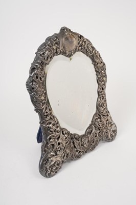 Lot 317 - Edwardian silver mounted heart shaped table mirror