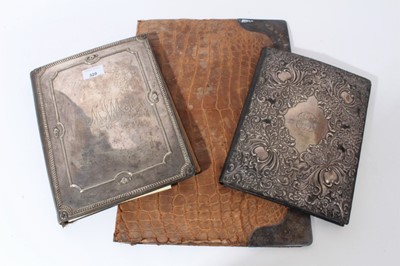 Lot 320 - Two silver mounted desk blotters and a silver mounted stationery folder