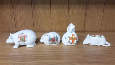 Lot 161 - Selection of Crested China model animals including Welsh Goat, Crocodile, Rhino, Camel etc, various manufacturers to include Arcadian, Shelley and Aldwych
