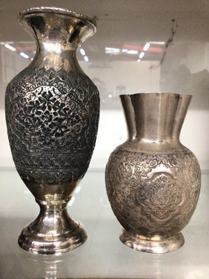 Lot 751 - Antique Eastern white metal oviform vase and one other (2)