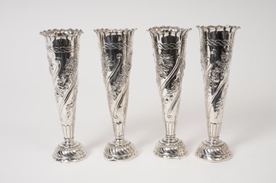 Lot 262 - Set of four Victorian silver spill vases