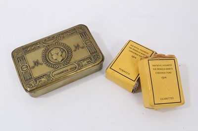 Lot 724 - First World War Princess Mary gift tin with original tobacco and cigarette packets