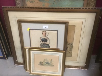 Lot 349 - Quantity of pictures, including 19th century prints, watercolours, etc