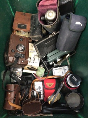Lot 313 - Large collection of vintage and digital cameras, binoculars and accessories including Yashica FR I