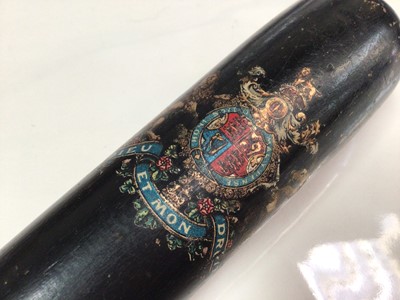 Lot 321 - Edwardian truncheon with Royal coat of arms and leather woven cosh