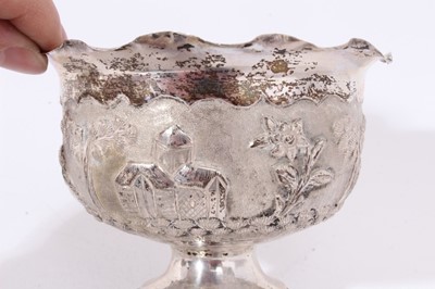 Lot 293 - Selection of Indian silver cigarette case, sugar bowl and cream jug and another bowl