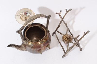 Lot 294 - Victorian silver plated tea kettle on burner stand