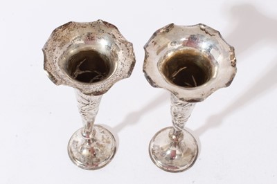 Lot 310 - Pair of silver spill vases by Wang Hing