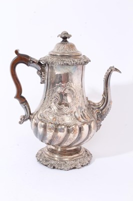 Lot 298 - George IV silver plated coffee pot