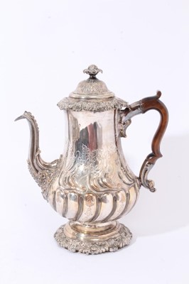 Lot 298 - George IV silver plated coffee pot