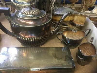 Lot 248 - Silver dressing table set and various plate