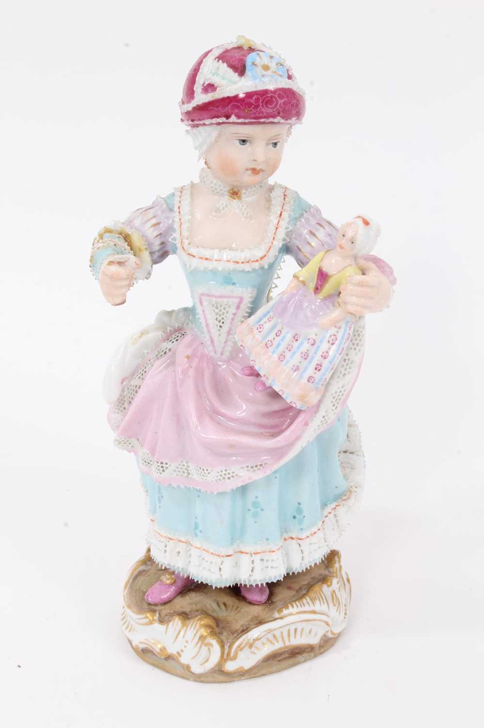 Lot 55 - Meissen figure of a girl with a doll