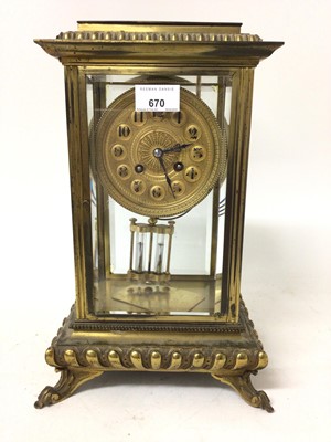 Lot 670 - Early 20th century French four glass mantel clock