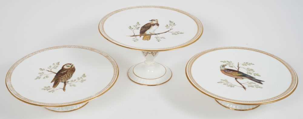 Lot 153 - Three 19th century footed ornithological dishes