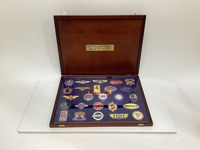 Lot 2099 - Boxed set of 25 enamel car badges- 'The badges of the world's greatest cars' in presentation box.