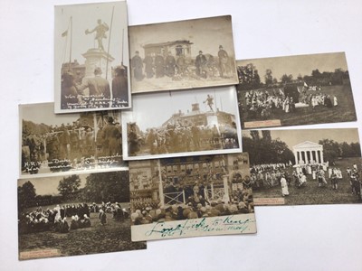 Lot 1444 - Postcards loose in two shoe boxes including Real Photographic 1917 King George V and Queen Mary outside the Liverpool & London Globe Insurnce Co. HRH Duke of York unveiling War Memoraial, Cambridge...