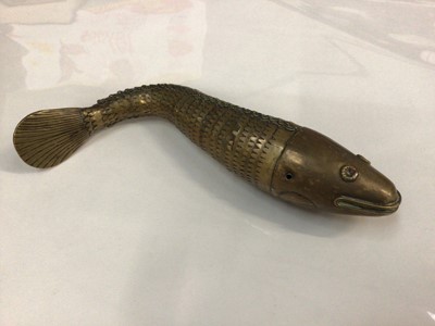 Lot 325 - Eastern brass articulated model of a fish, 24.5cm long