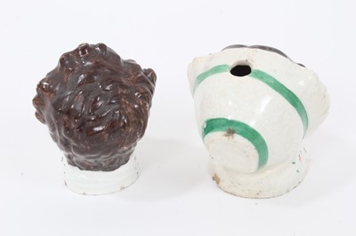 Lot 136 - Two Victorian Staffordshire inkwells in the form of male and female heads