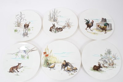 Lot 49 - Unusual dinner service decorated with scenes from Aesop's fables, including twelve plates and five comport dishes