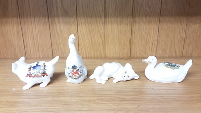 Lot 171 - Selection of Crested China models including Ducks, Cats, Dogs etc, various manufacturers to include W.H Goss, Arcadian and Willow Art