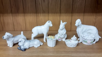 Lot 173 - Two Royal Doulton animals - Rabbit and Duck, together with a selection of porcelain ornaments, to include Sylvac Horse, and Braksome China items