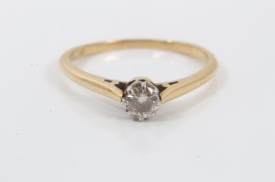 Lot 106 - Two 18ct gold diamond single stone rings and an 18ct white gold wedding ring