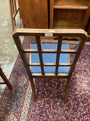 Lot 888 - Set six Heals-style lattice back dining chairs and similar draw leaf dining table on X framed stretchers