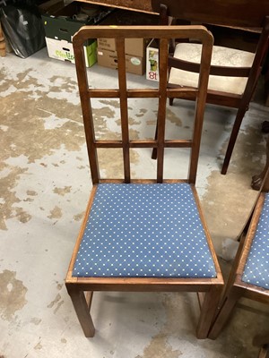 Lot 888 - Set six Heals-style lattice back dining chairs and similar draw leaf dining table on X framed stretchers