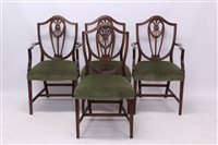 Lot 1524 - Set of eight Hepplewhite-style mahogany dining...