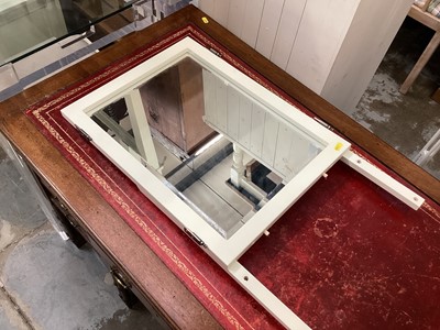 Lot 920 - Contempory white painted dressing table, stool and pair bowfront three drawer bedside chests (4)