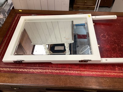 Lot 920 - Contempory white painted dressing table, stool and pair bowfront three drawer bedside chests (4)