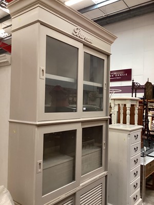 Lot 922 - Contempory painted three tier wall unit with glazed and louvred doors