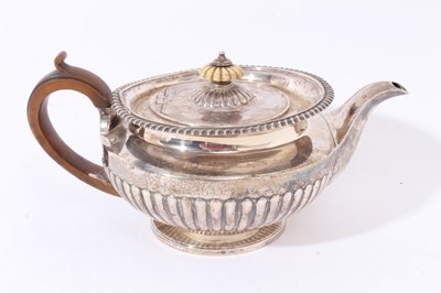 Lot 254 - George IV silver teapot of squat melon form (London 1821), all at approximately 26ozs