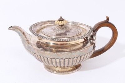 Lot 254 - George IV silver teapot of squat melon form (London 1821), all at approximately 26ozs